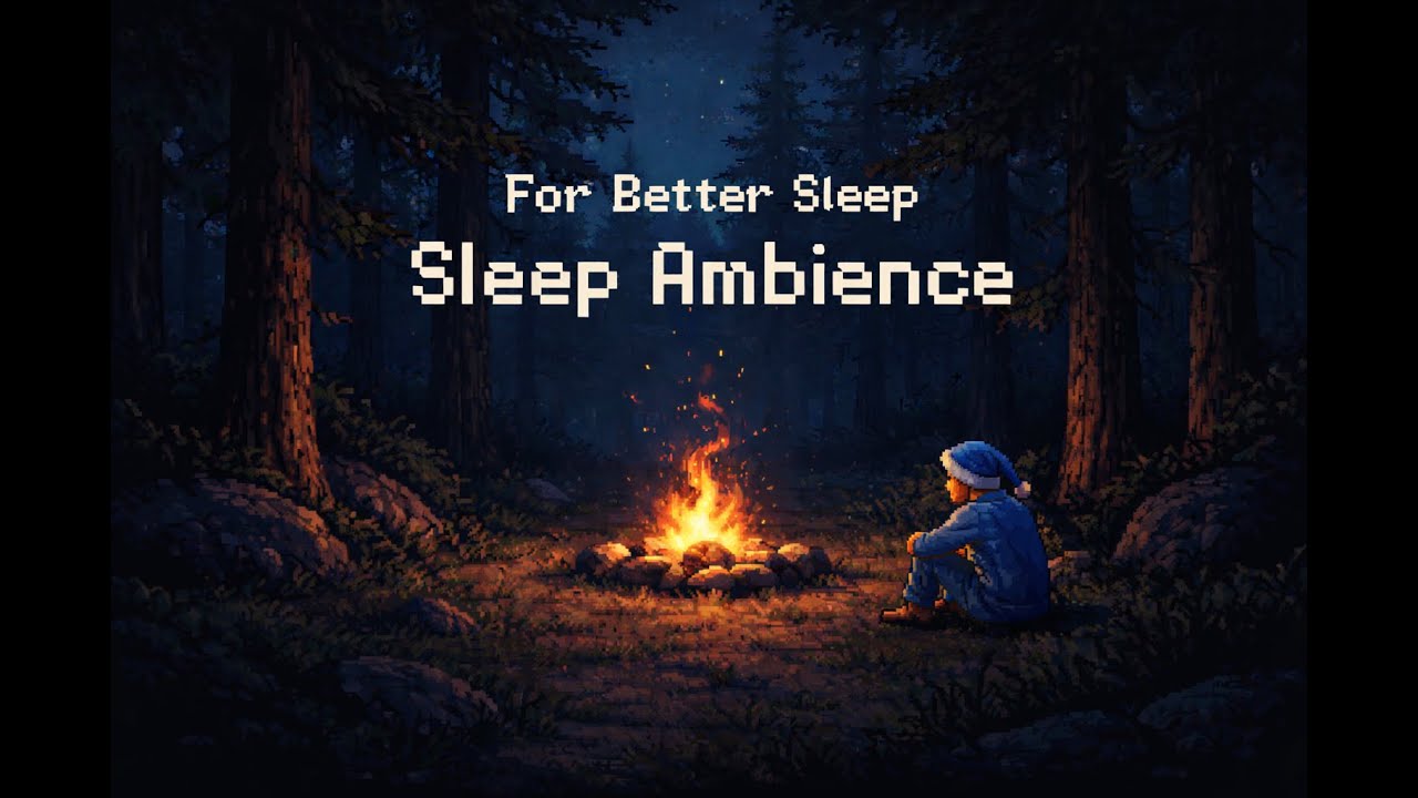 Pixel Night Forest Ambience 🌲 Campfire & Nature Sounds for Sleep