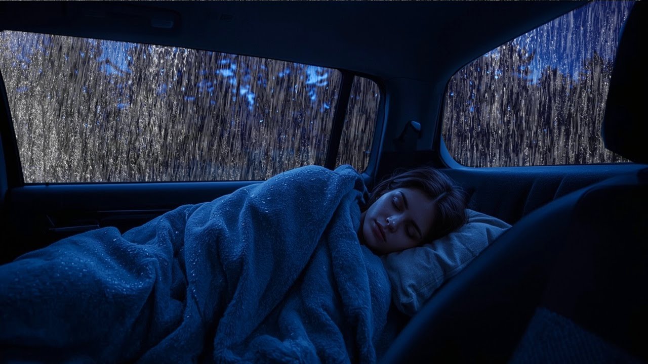 Chuva e Trovões Leves 🌧️ Sons Aconchegantes no Carro à Noite