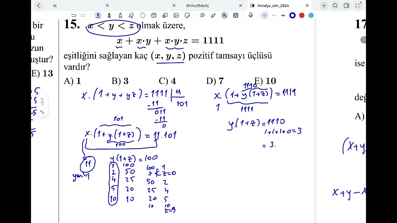 2024 antalya matematik olimpiyat 15.soru
