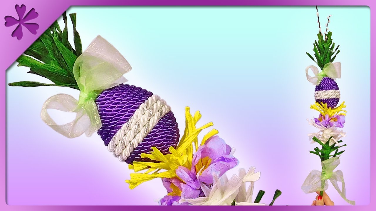 DIY Easter palm decoration with Easter egg and crepe paper crocuses (ENG Subtitles) - Speed up #574