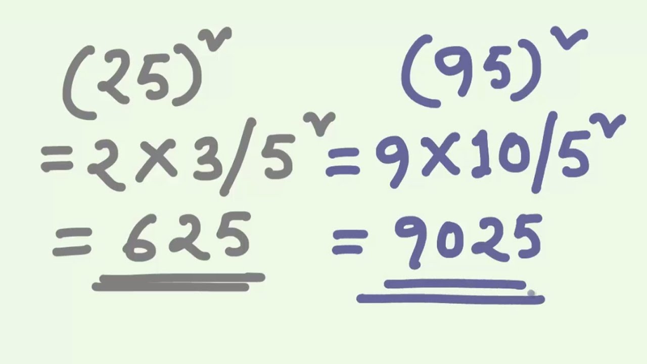 Quicker method of squaring numbers with unit digit 5 (Shortcut method)