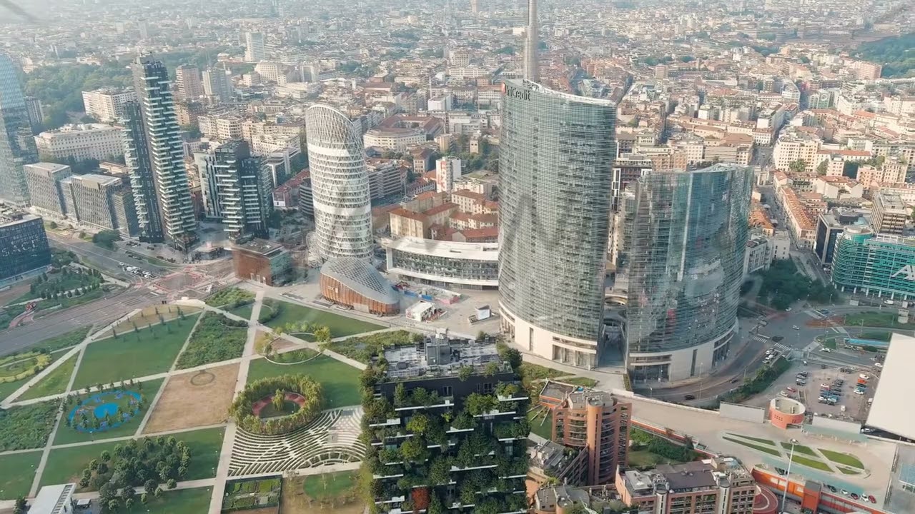 Milan, Italy. UniCredit Tower. Vertical forest. The famous skyscrapers of Milan are located aroun...