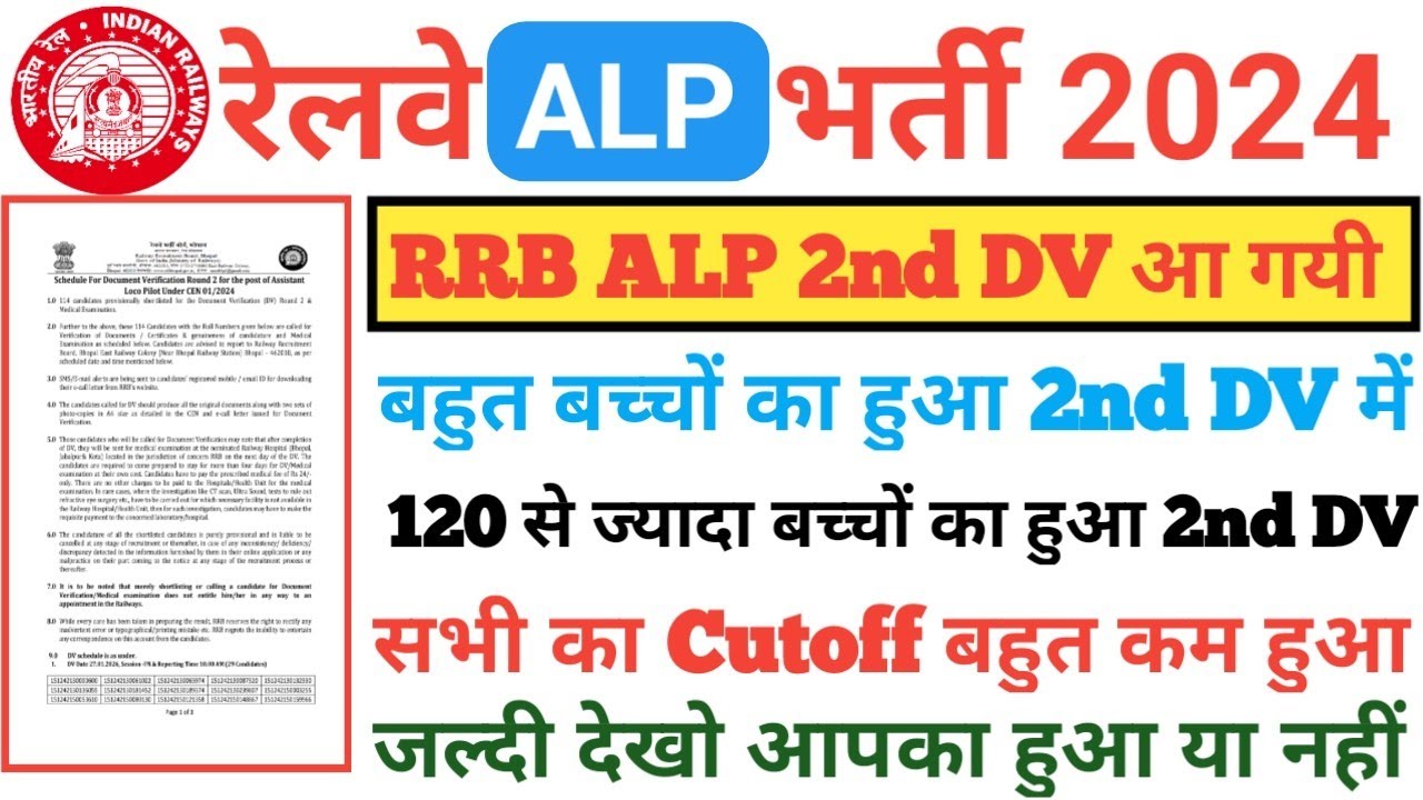 RRB ALP 2nd DV🔥,RRB ALP 2nd DV Out,RRB ALP 2nd Round Document Verification,RRB ALP 2nd DV