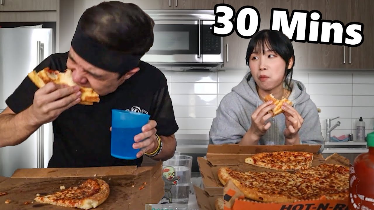 Couple's Food Challenge!! (Matt Stonie & Mei vs Little Ceasar's Large Pizza)
