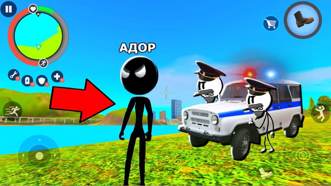 НОВЫЙ ЗЛОЙ СТИКМЕН против ПОЛИЦИИ Обновления Stickman Rope Hero 2