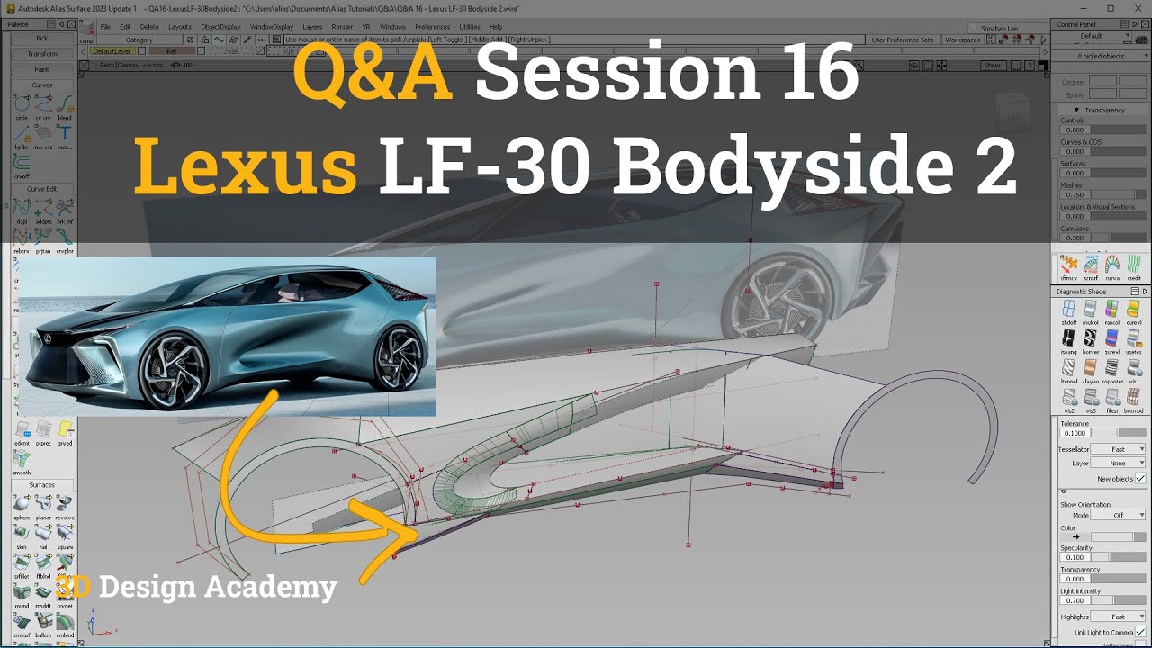 Autodesk Alias Tutorials I Q&A 16 - Lexus LF-30 Bodyside 2