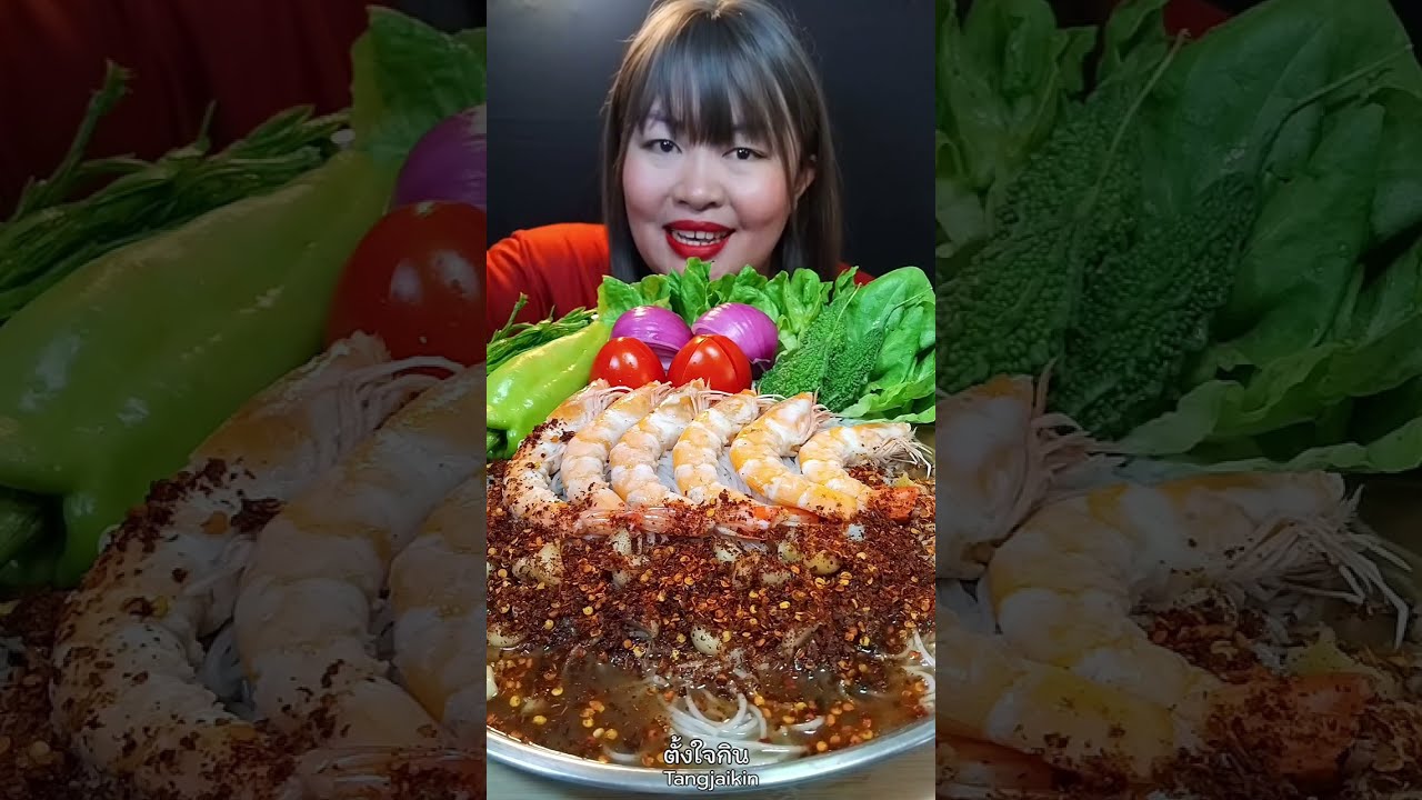 ขนมจีนซาวน้ำปลาร้ากุ้งสะดุ้งตัวใหญ่ๆ กินกับผักสด ผักลวก เข้ากันอร่อยสุดๆ@ตั้งใจกิน