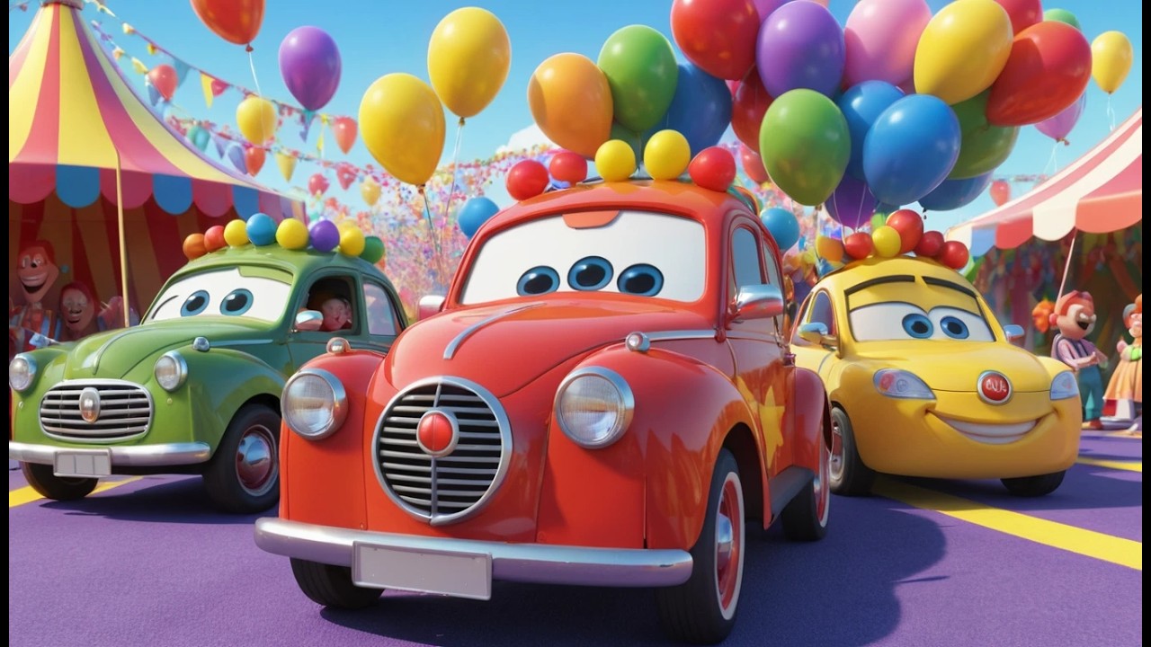 Six Little Toy Clown Cars Toot Toot Toot | Circus Toy Song & Counting Rhyme
