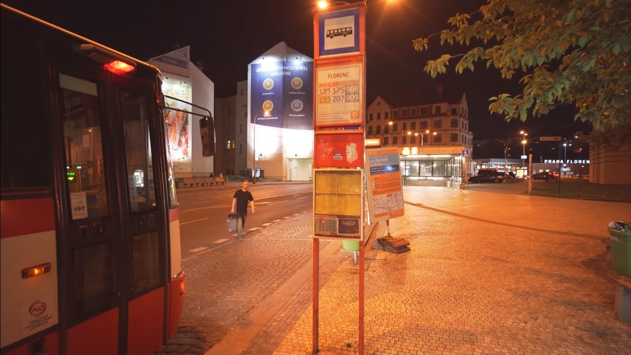 Czech Republic, Prague, night ride with bus 207 from Bílá labuť to Florenc, 1X elevator