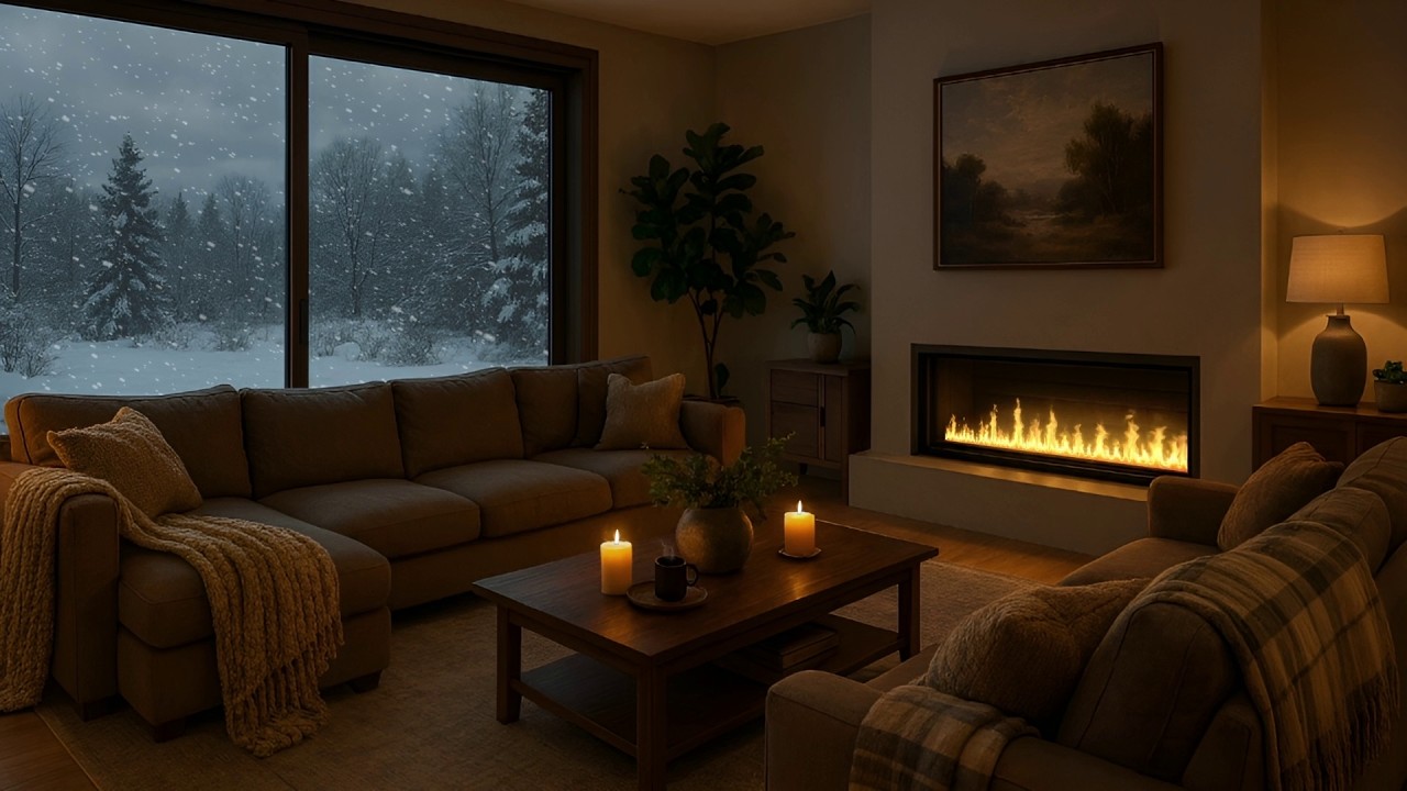 Winter Bliss at the Cedar Peak Lodge 🏔️ 10 HRS Fireplace & Heavy Snowstorm Sounds for Deep Sleep 4K