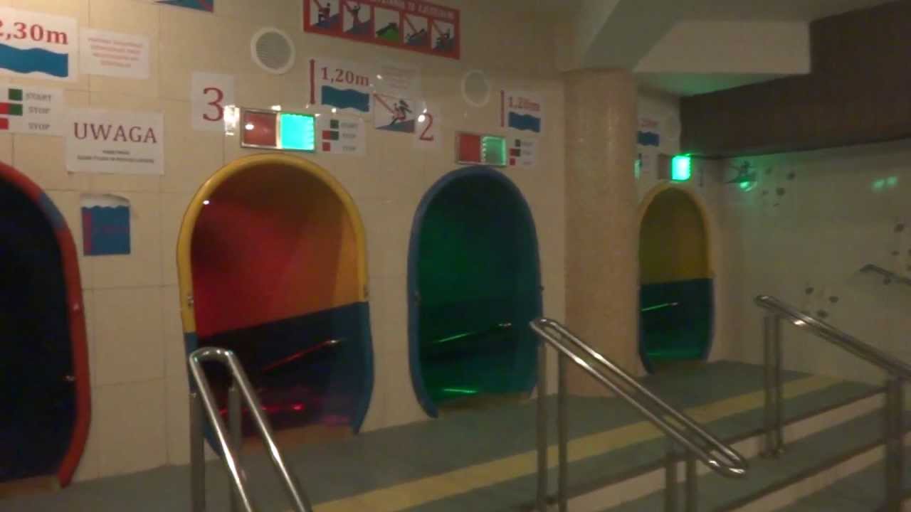 Park wodny Tropikana Hotel Gołębiewski w Karpaczu -wszystkie cztery zjeżdżalnie .