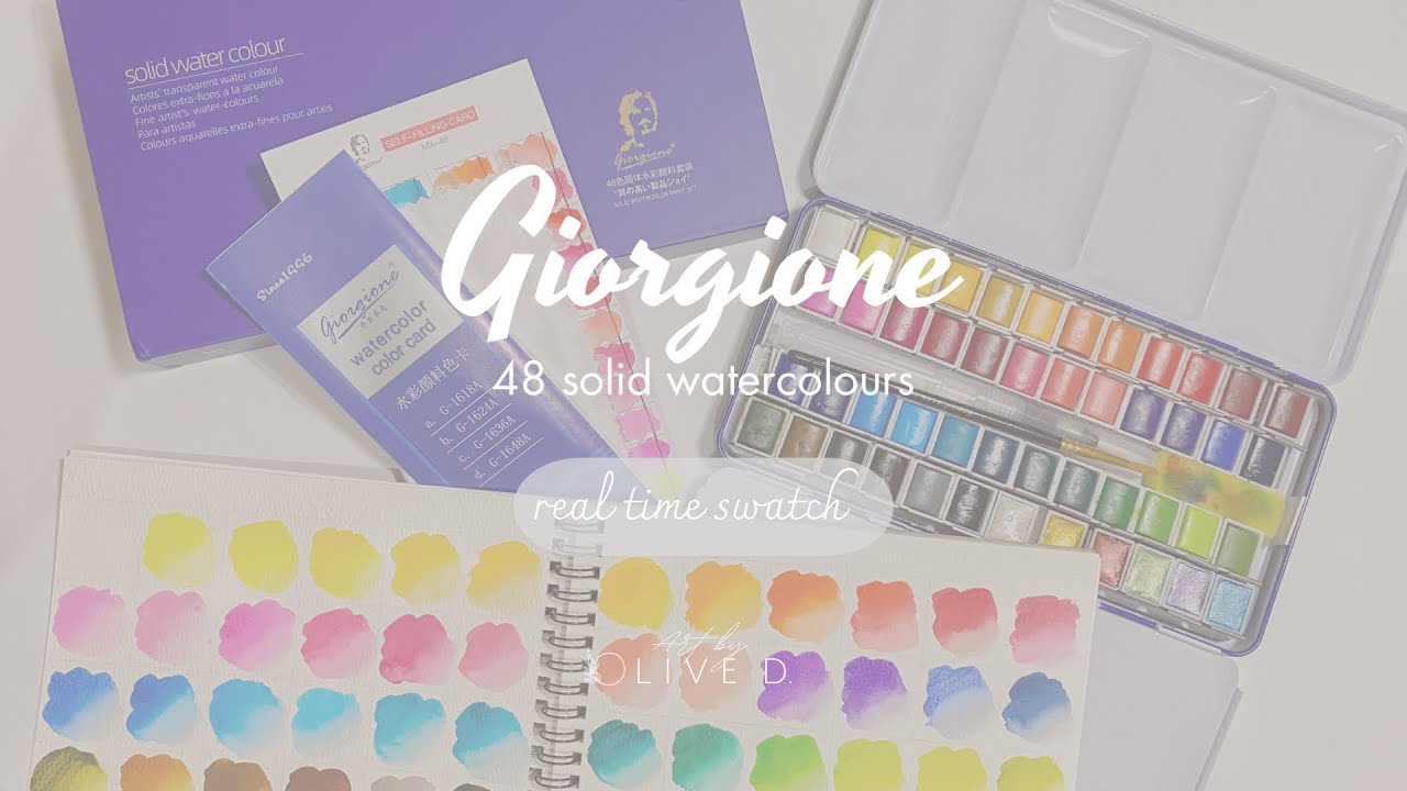 Giorgione 48 solid watercolors : a closer swatch (lazada and shopee art material finds)