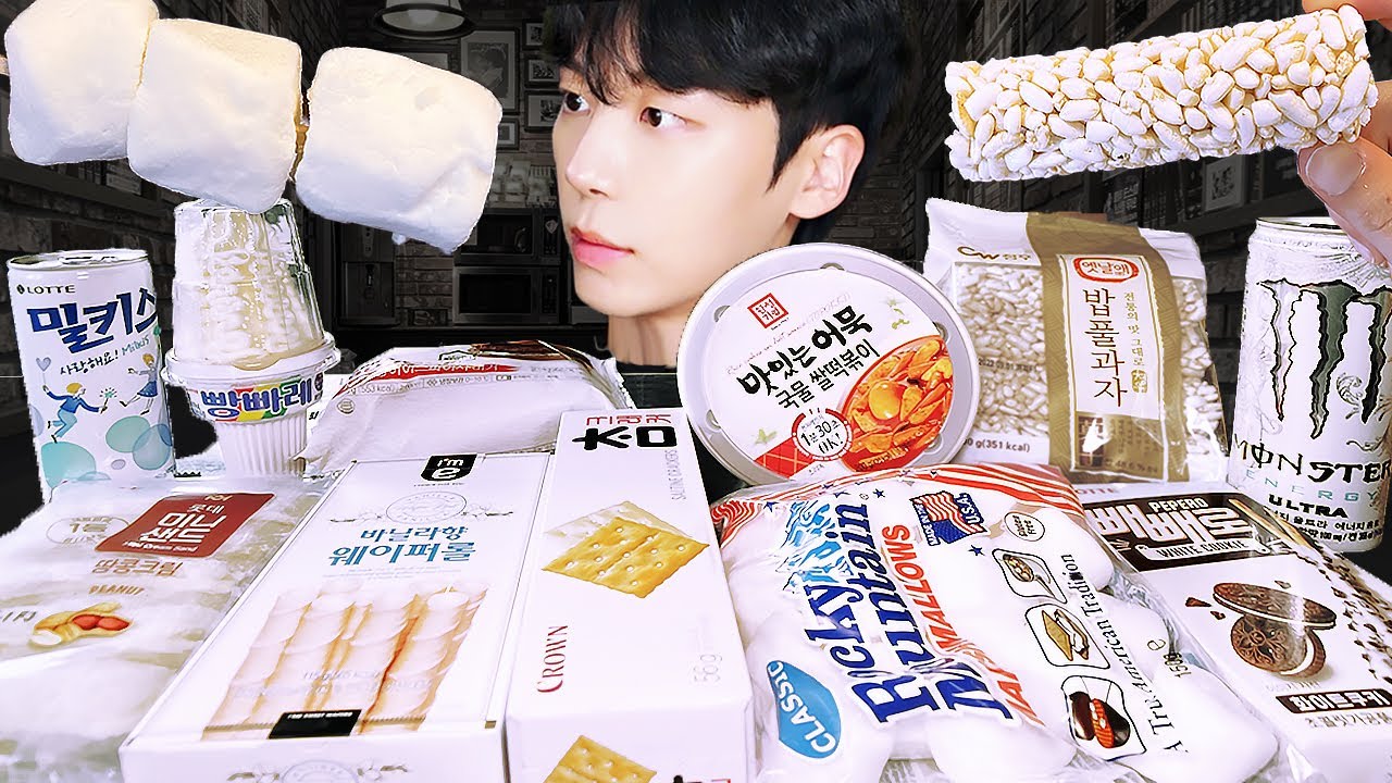 ASMR MUKBANG | Белая еда! Желе, Конфеты, Десерты (Мороженое, зефир, шоколад) Круглосуточный магазин