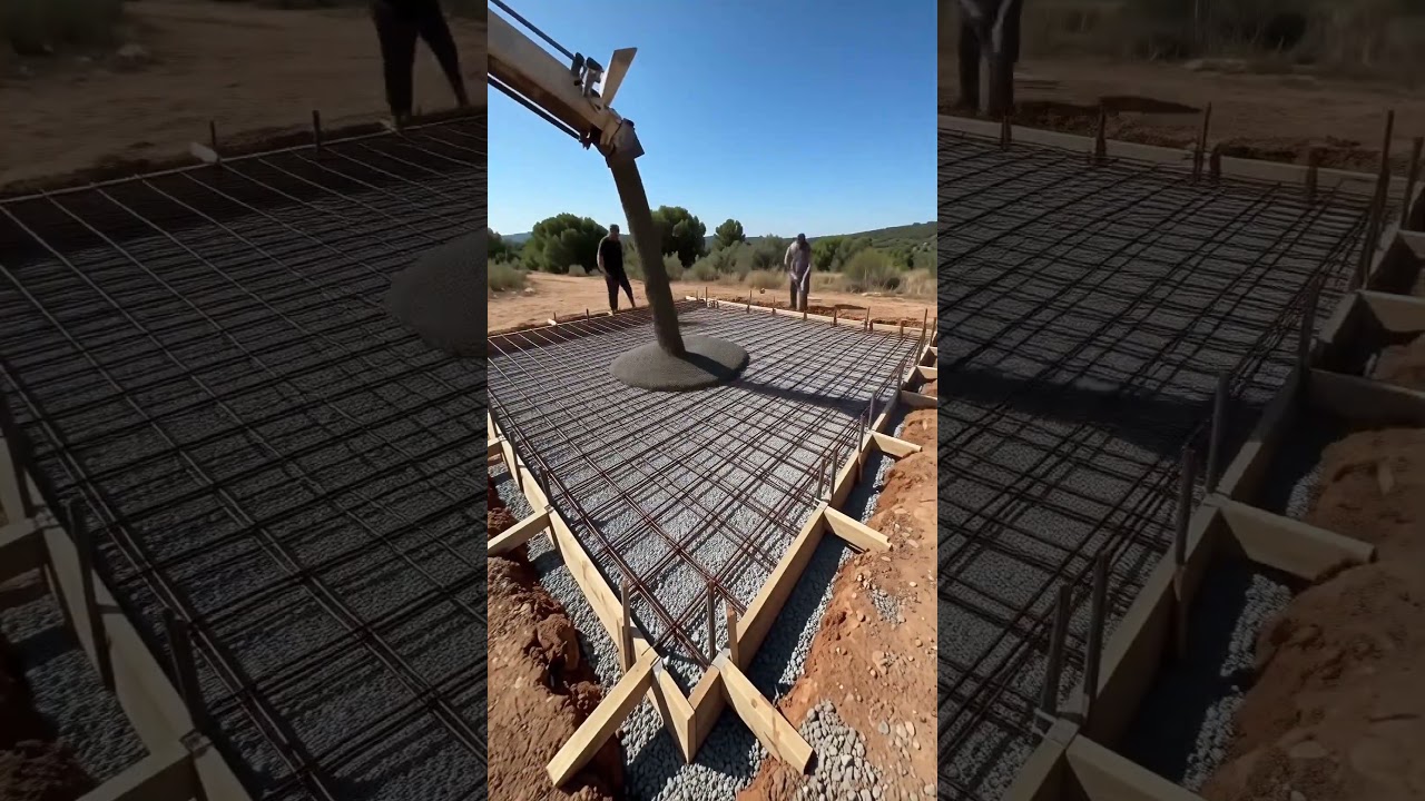 Massive Concrete Slab Pour From Start to Finish (AI) #ia #construction