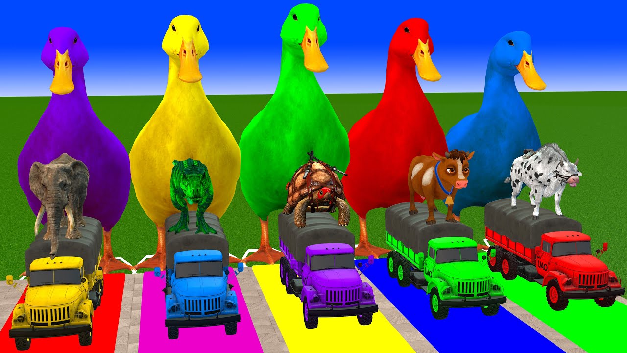 Long Slide Game with Cow Elephant Gorilla Hippopotamus Tiger 3d Animal Game Funny 3d Animals
