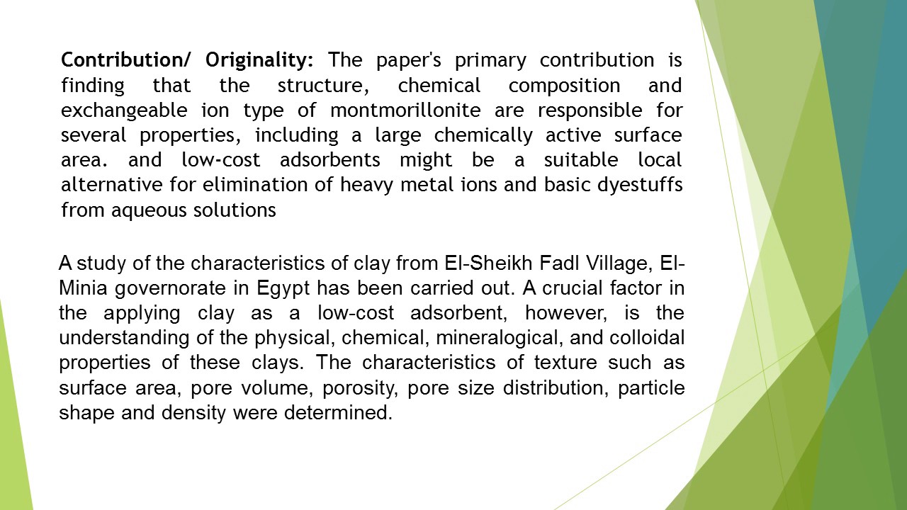 Structural Characteristics of the Egyptian Clay as a Low Cost Adsorbent IJCPER 32 35 45