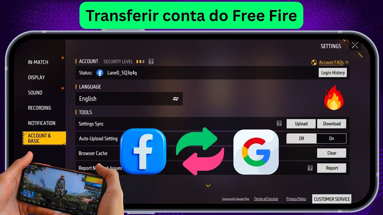 Como transferir uma conta do Free Fire do Facebook para o Google | Transferência de ID do Free Fire