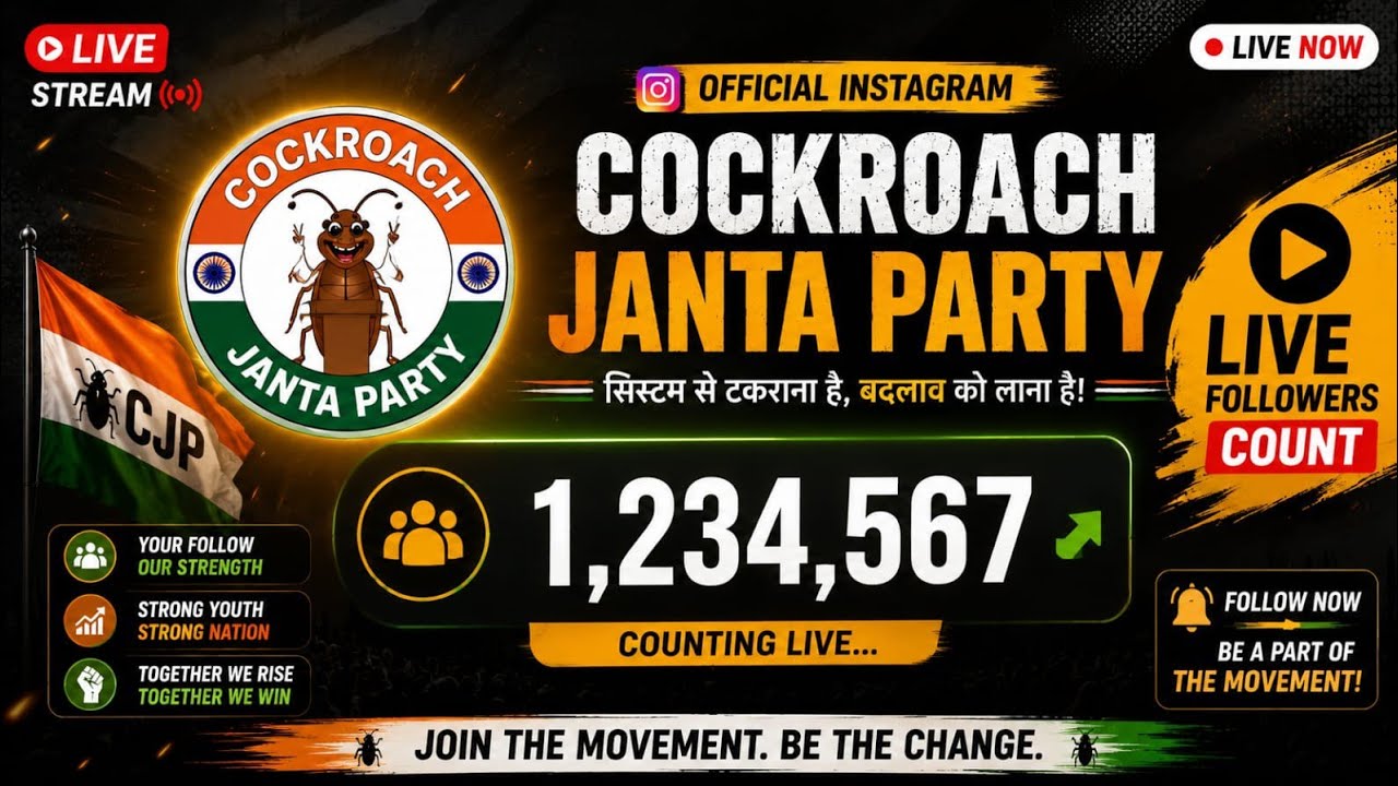 CJP LIVE FOLLOWERS COUNT 🔴 | Cockroach Janta Party Instagram Live