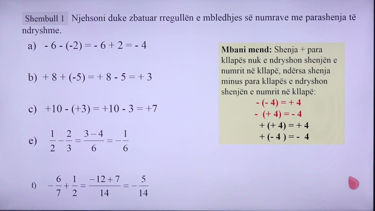 7 02 009 - Java 3 - Matematikë - mbledhja dhe zbritja e numrave të plotë dhe racionalë 009  ushtrime