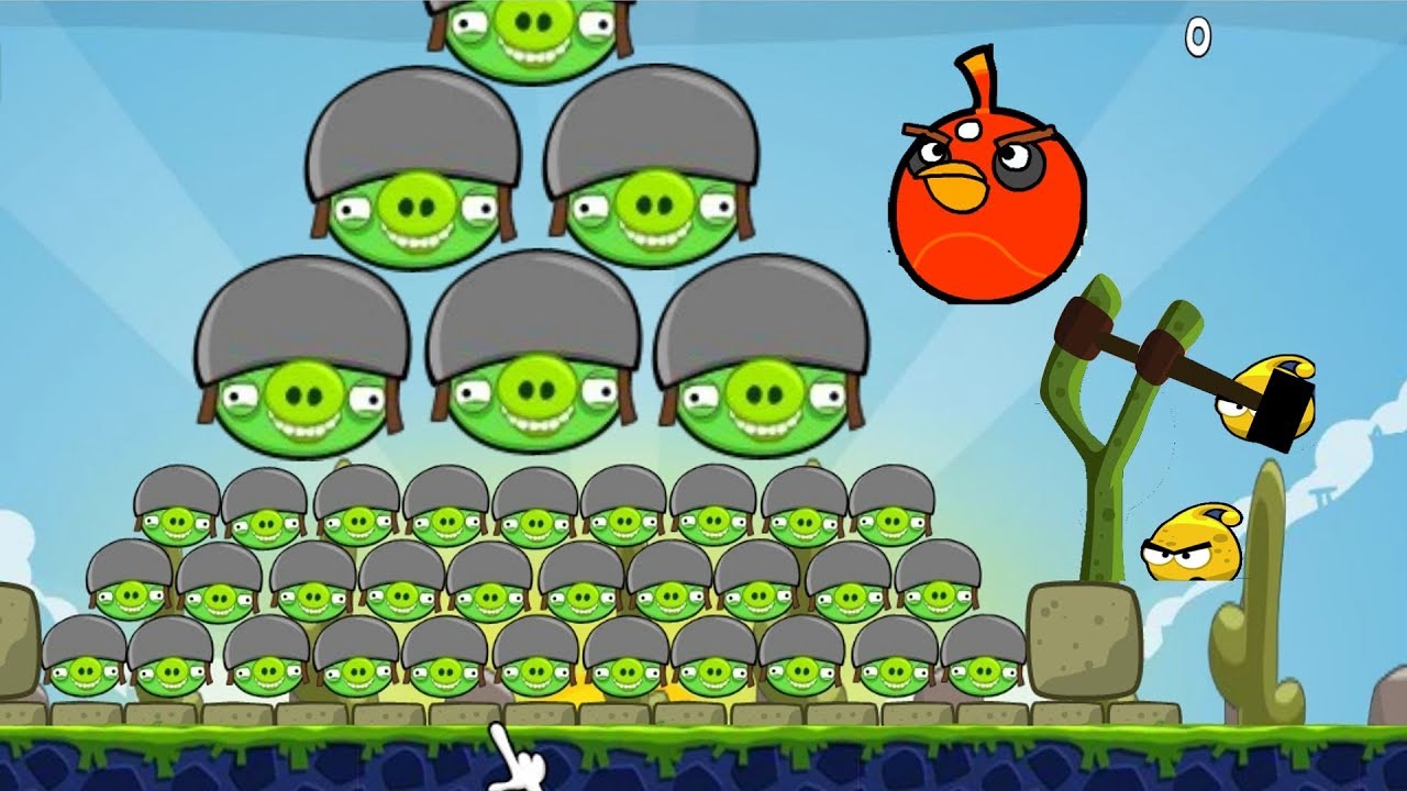 Angry Birds Huge - ALL 100 GIANT BAD PIGGIES GOT ATTACKED!!