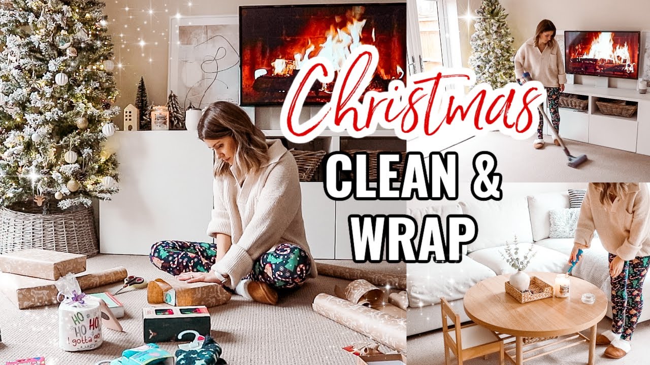 🎄 FESTIVE COSY SPEED CLEAN WITH ME UK 2021 + WRAP WITH ME | CHRISTMAS CLEANING MOTIVATION
