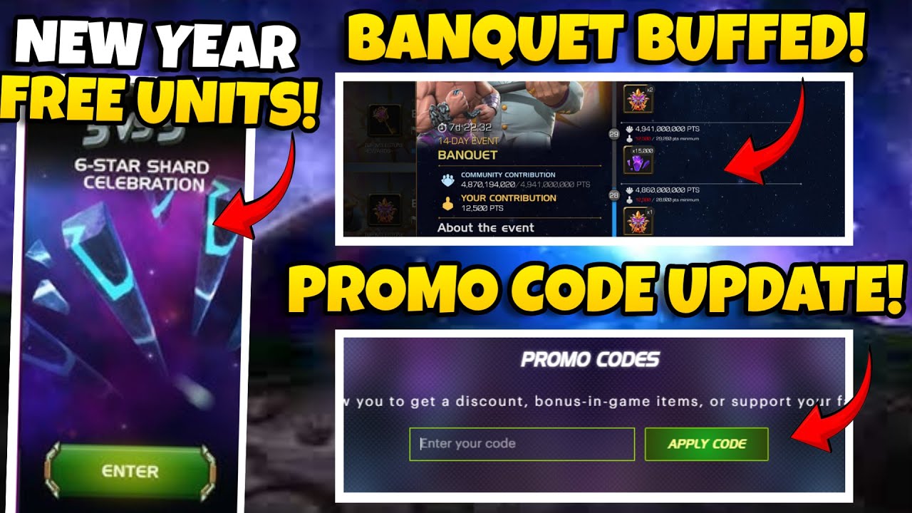 PROMO CODE UPDATE! 🎁 Celebration Arena = MORE FREE UNITS + EXTRA BANQUET MILESTONES! | MCOC