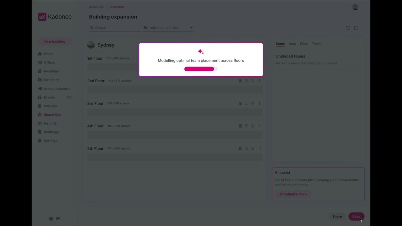 AI-Powered Stack Planning for Workplace Operations | Space Planning with Kadence SpaceOps