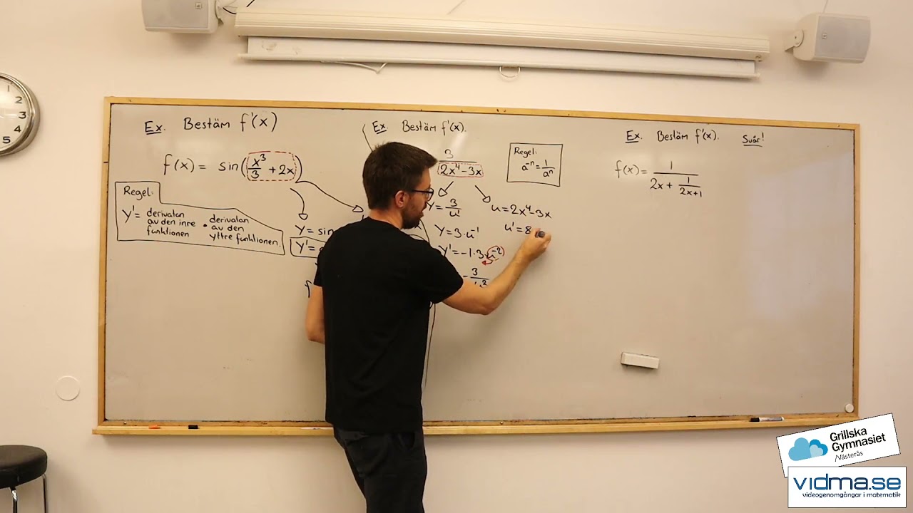 Matematik 4. Exempeluppgifter kedjeregeln. Någon är klart svårare.