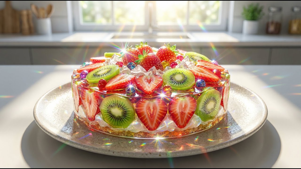 Sparkling Glass Strawberry Kiwi Cheesecake ASMR | 8K Dessert Magic