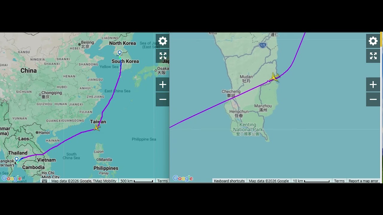 [Flight Track] Korea 'Seoul/Incheon(서울/인천)' - Thailand 'Bangkok'