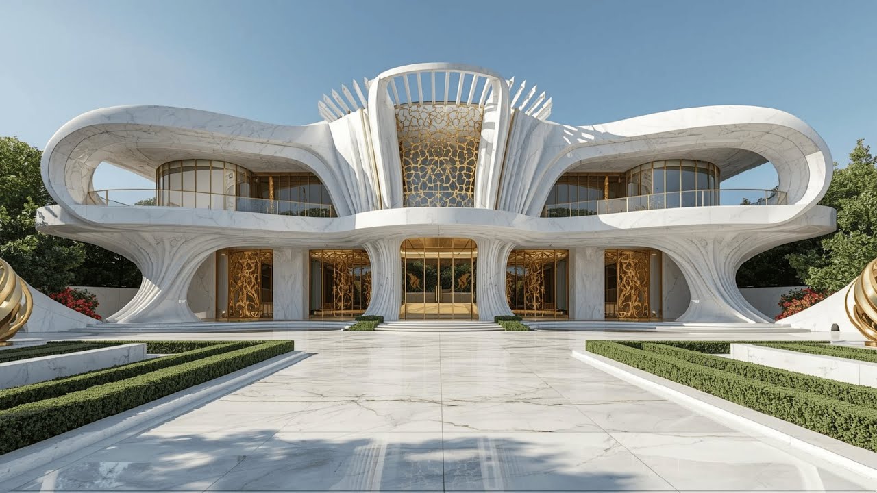 Inside a $150 Million White & Gold Mega Mansion Concept | The Future of Luxury Living