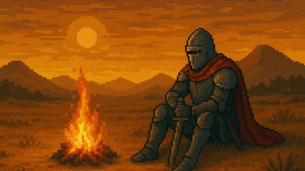 Medieval Knight Resting at a Desert Oasis