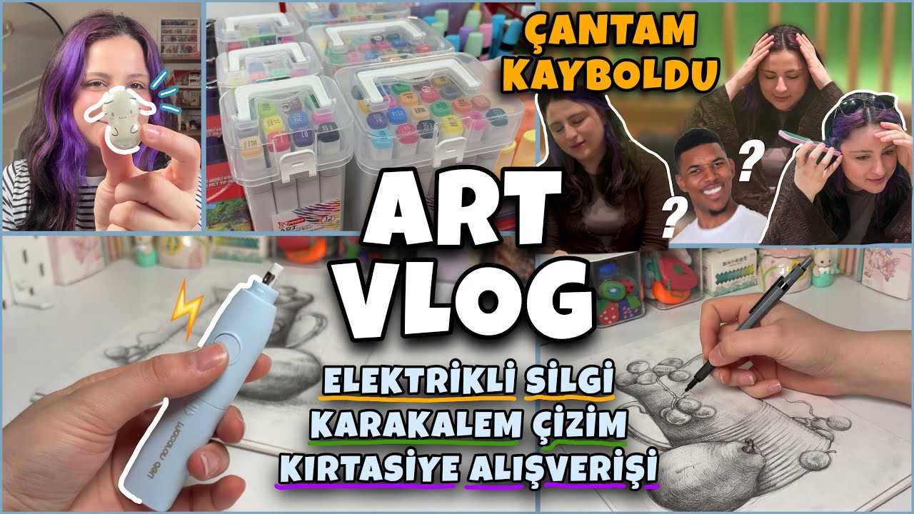 ART VLOG | CHARCOAL DRAWING | STATIONERY SHOPPING | Electric Eraser | I don't have a bag 😳