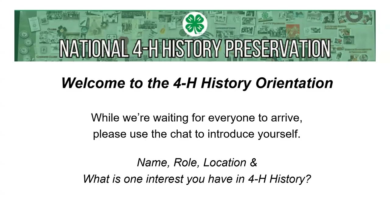 National 4 H History Orientation - Session 1