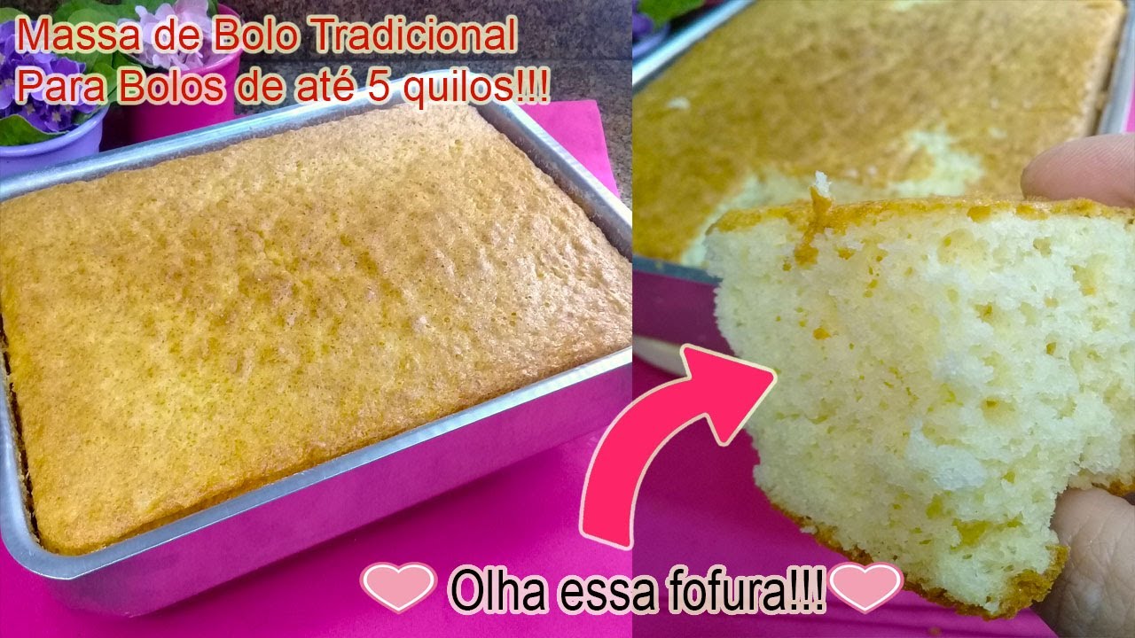 Bolo Tradicional - Receita de Vó - Massa para bolo de  até 5 quilos! Pode molhar, rechear e decorar!