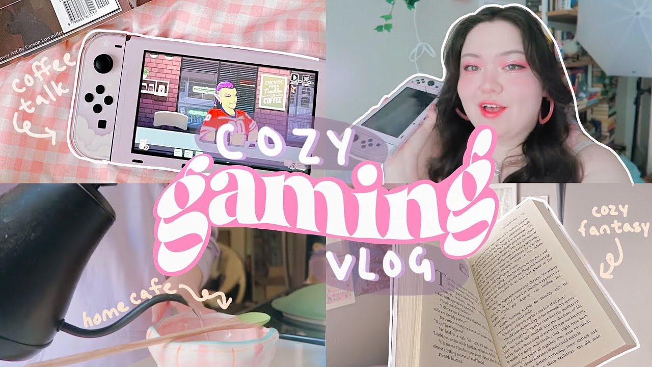 cozy gaming vlog 🎮 coffee talk on nintendo switch + reading legends & lattes