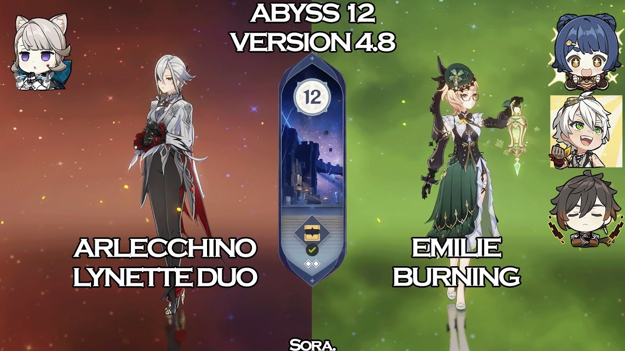 C2 Arlecchino Lynette DUO & C0 Emilie Burning | GENSHIN IMPACT 4.8 | SPIRAL ABYSS 12 | Sora.