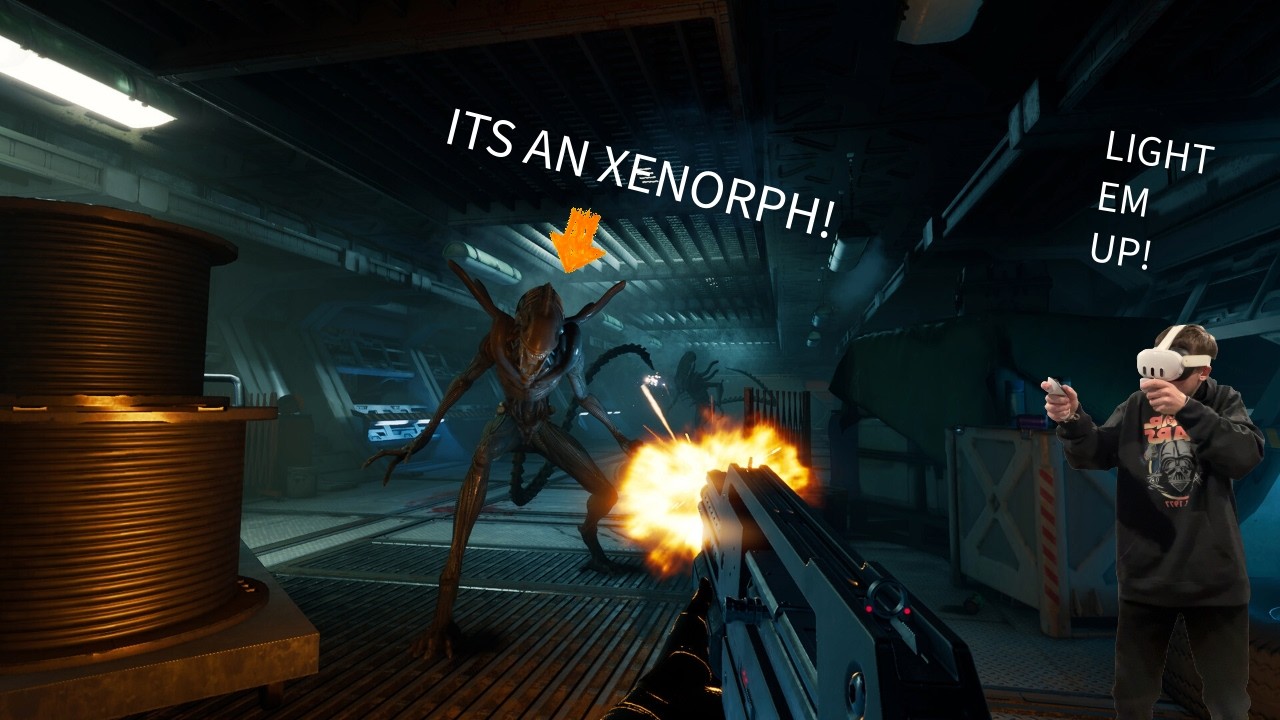 ALIEN ROUGE INCURSION VR GAMEPLAY - FIRST XENOMORPH OF THE DAY! KINDA SCARY!