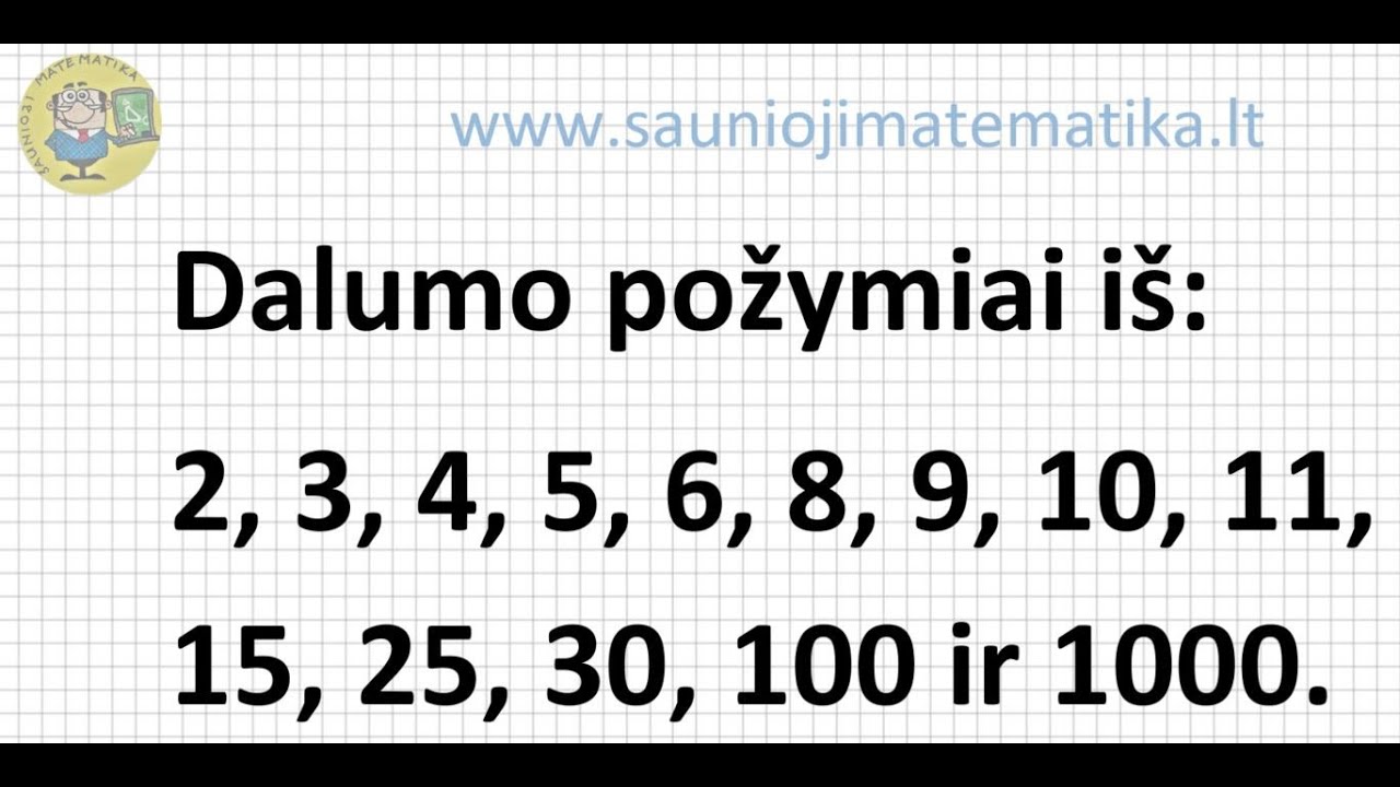 Dalumo požymiai | Skaičių dalumas