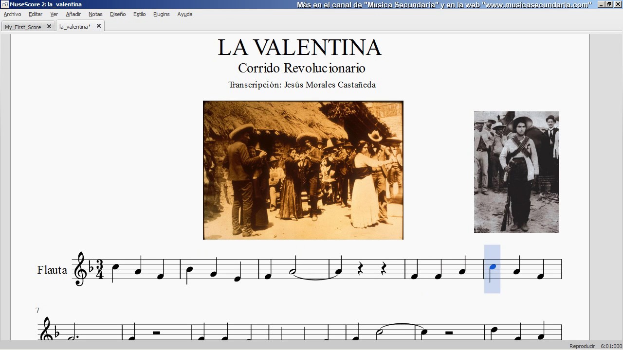 La Valentina. Partitura. Sheet Music.