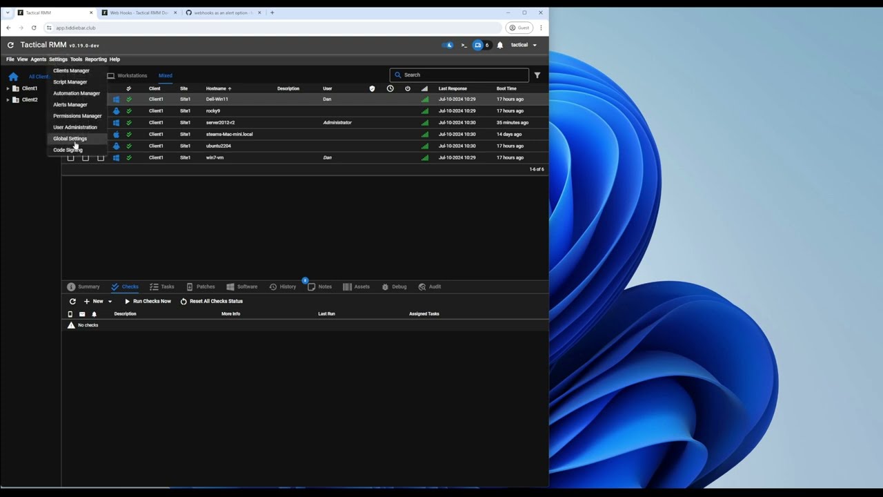 Tactical RMM 0.19.0 New Features: Web Hooks, Server Side Scripts, SNMP and more