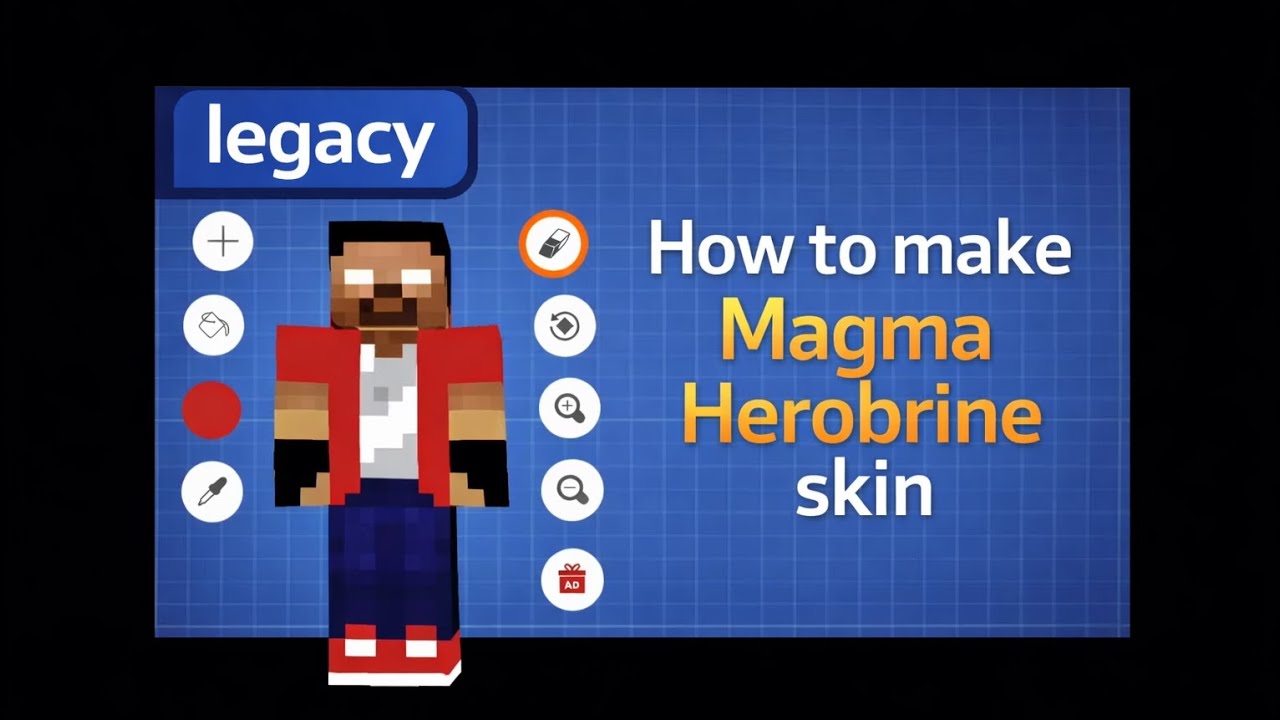 How to make Magma Herobrine skin in skin editor 3d #legacy 