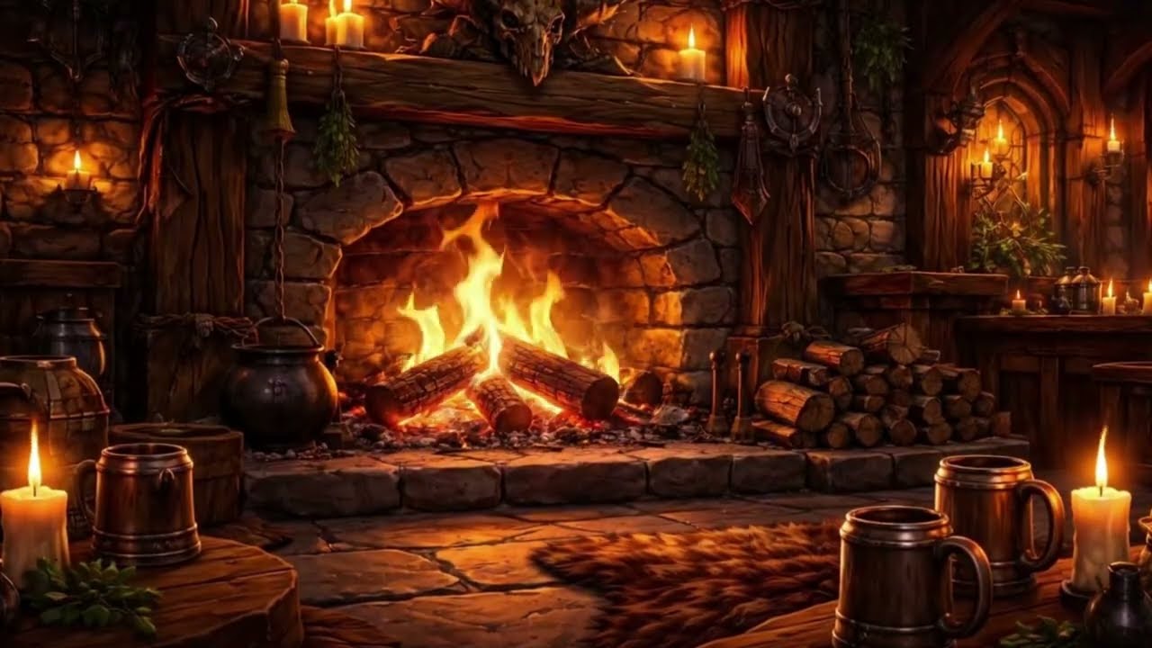 Celtic Tavern Ambience | Fireplace Sounds & Celtic Fantasy Music