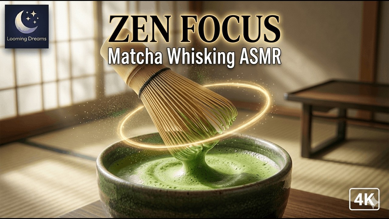 1 HOUR Zen Matcha Whisking ASMR 🍵 Minimalist Japanese Tea Loop | Focus & Study Ambiance (4K)