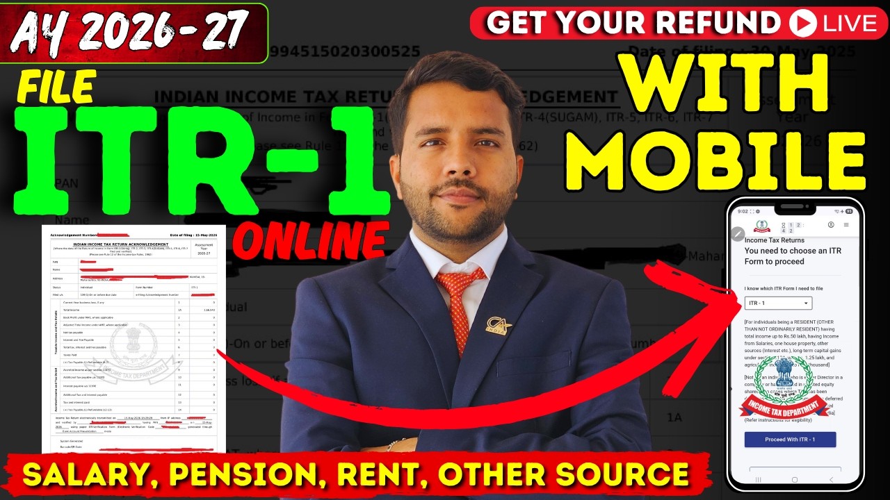 File ITR 1 From Mobile AY 2026.27 Step By Step For Salary Pension Rental, other Sources Income #itr