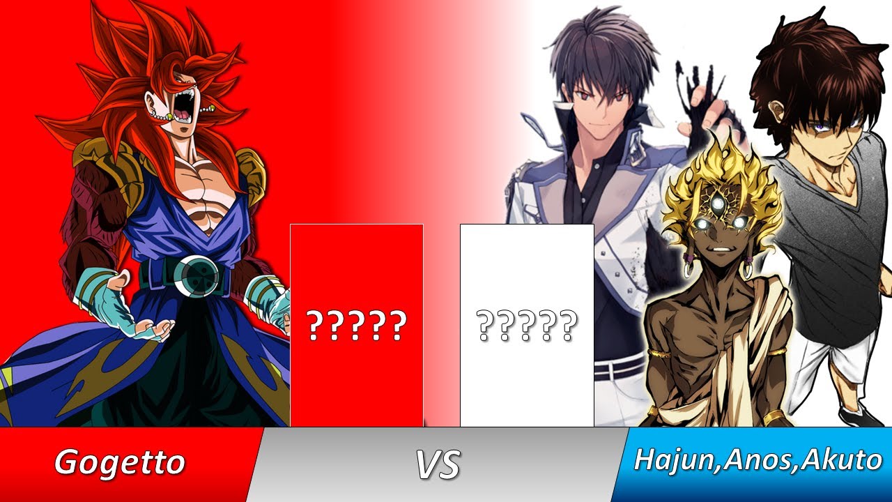 Gogetto(Gogeta&Vegito) Vs Akuto Sai , Anos And Hajun Power Level