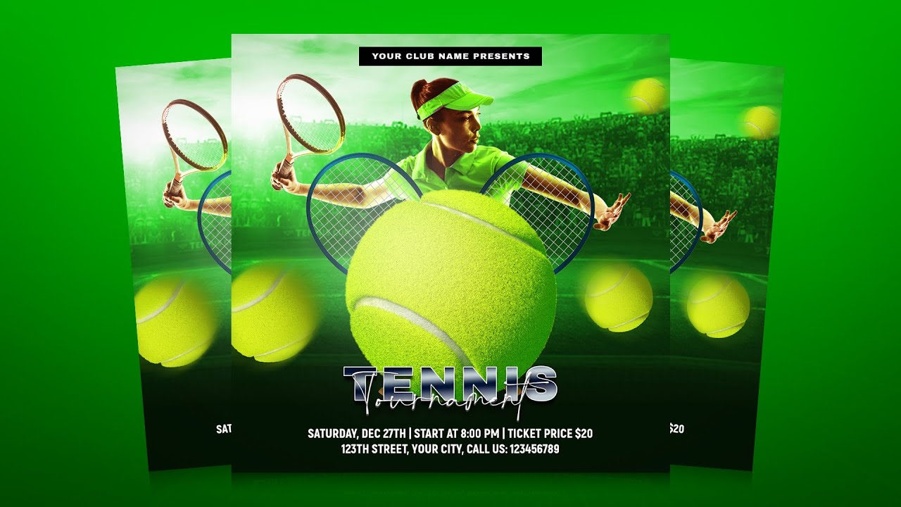 Tennis Tournament Flyer Design in Photoshop | Tennis Tournament Event Flyer Template