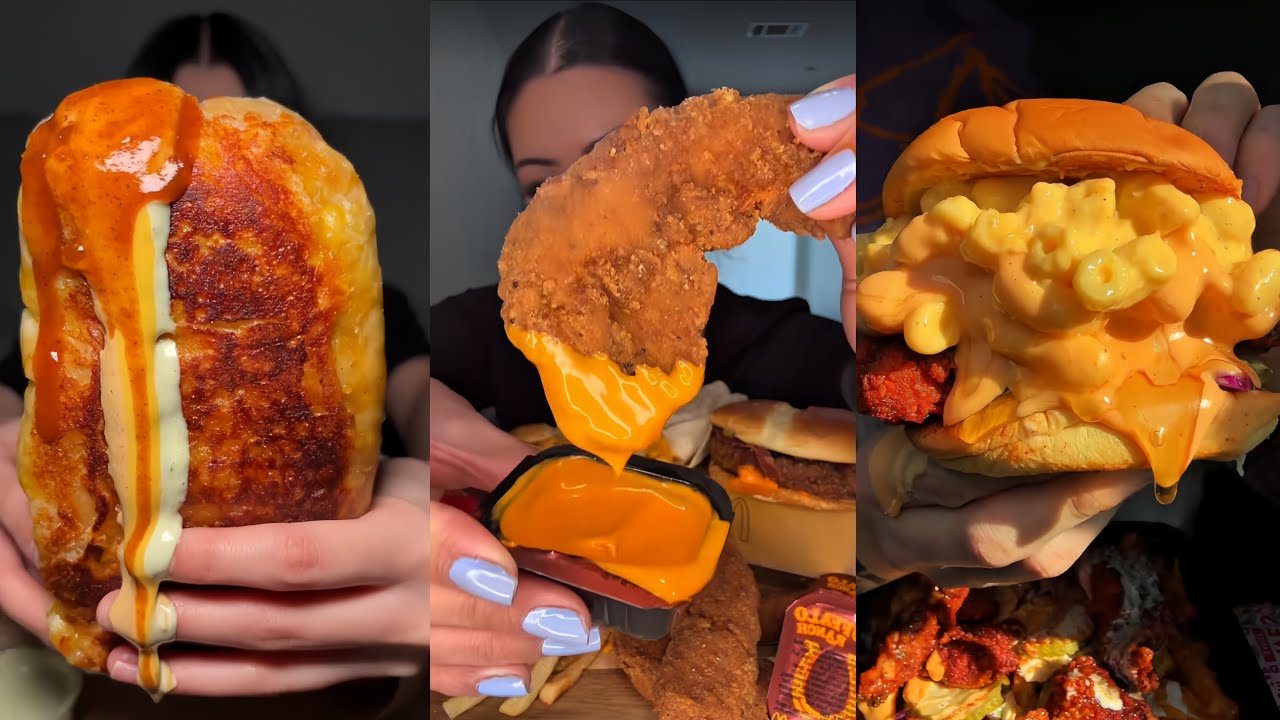 TIKTOK Mukbang Compilation | Dave&rsquo;s Hot Chicken, Wingstop, Taco Bell, Chipotle & More! 🔥🍗🌮🌯