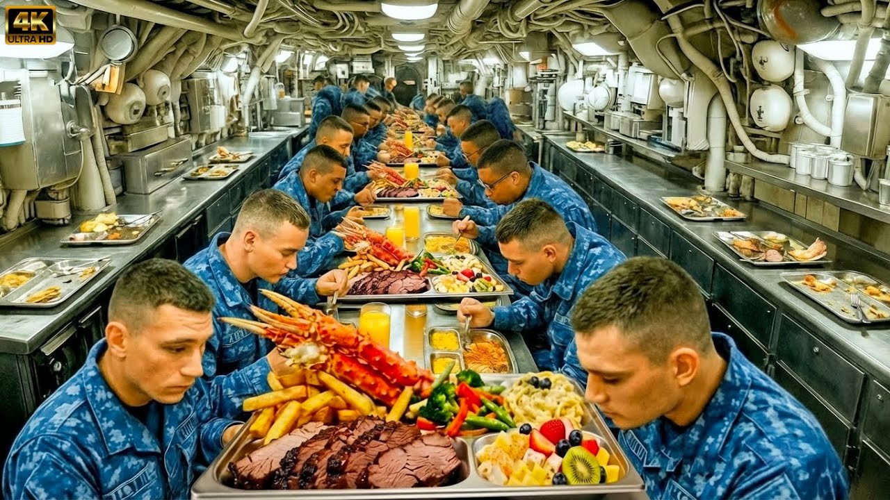 Inside the US Navy Warship Galley - How Giant Crab & Brisket Meals Are Cooked for 345 Sailors