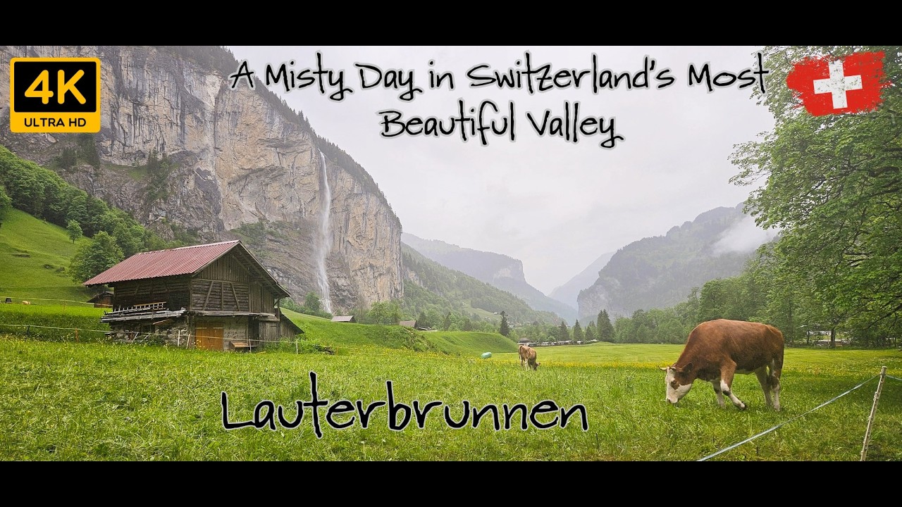 Swiss Village in the Rain | Lauterbrunnen 🇨🇭🌧️4K